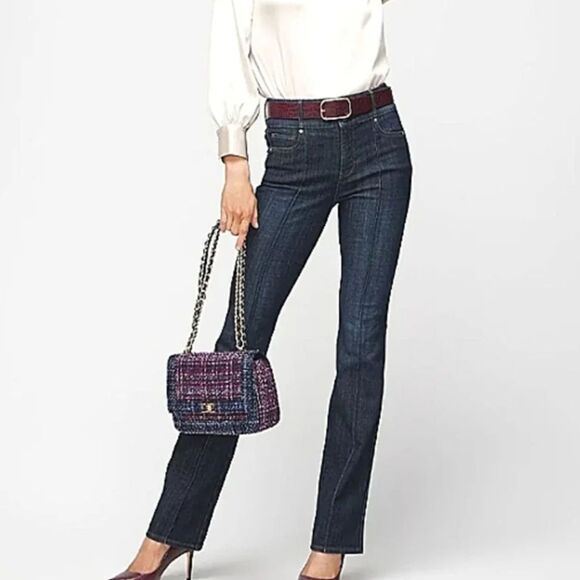 White House Black Market Denim - White House Black Market Curvy Black Ex High-Rise Skinny Flare Pintuck Jeans 12s